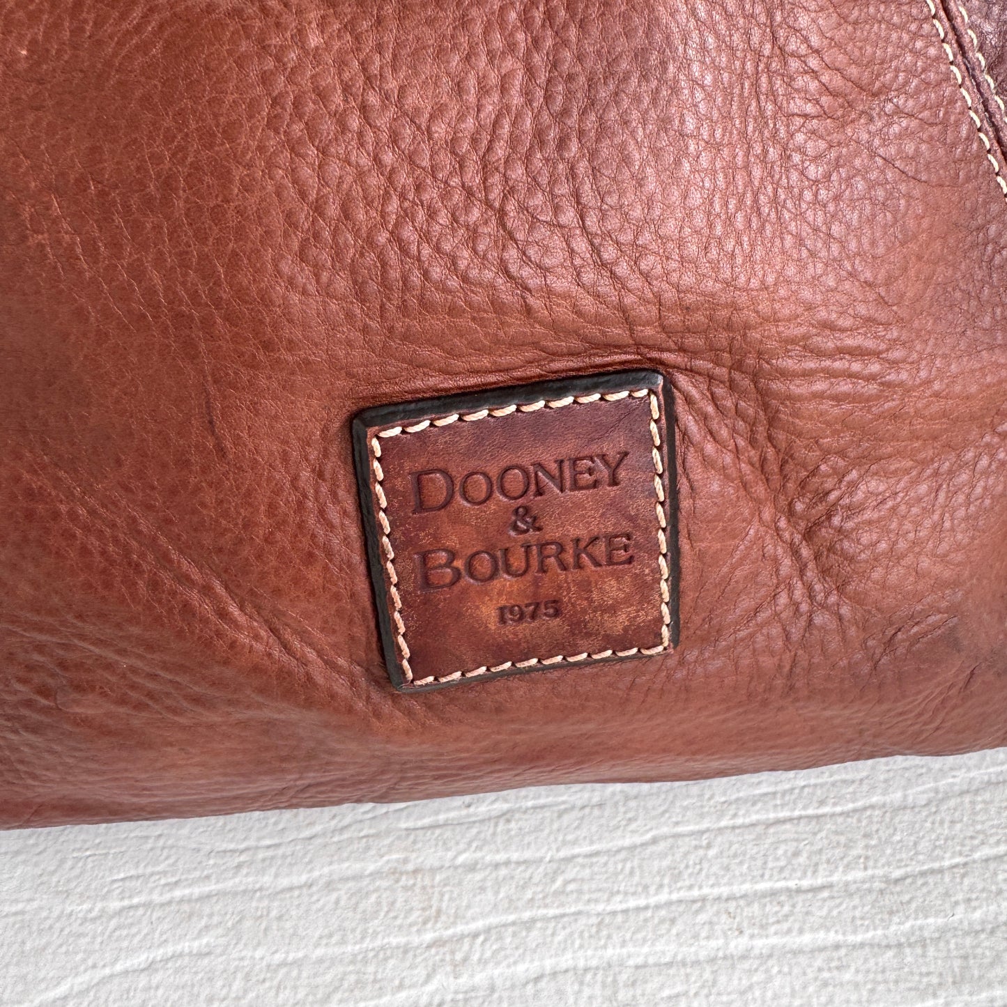 Dooney & Bourke Brown Pebbled Leather Hobo Shoulder Bag Duck Charm Large Purse